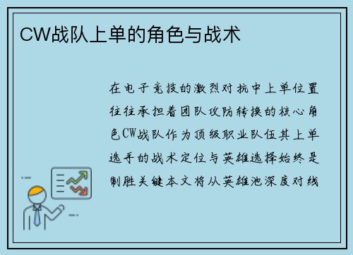 CW战队上单的角色与战术