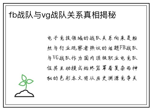 fb战队与vg战队关系真相揭秘